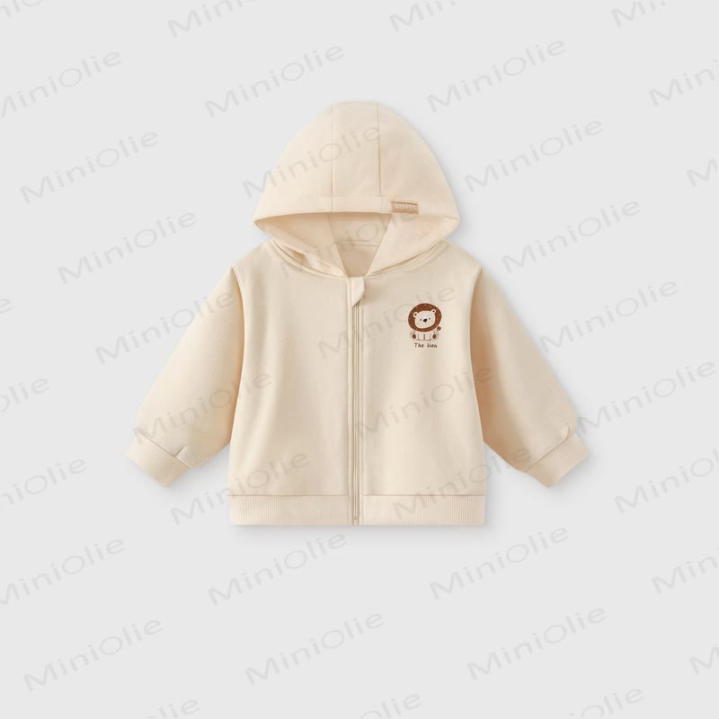 Toddler Animal Print Hooded Zip Coat - Beige - 4-5T - image 4