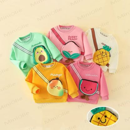Toddler 3D Fruit Print Crossbody Patch Sweatshirt - image 1