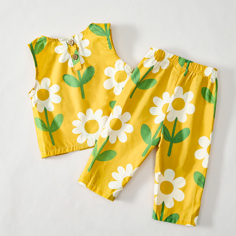 Baby Toddler Yellow Colorful Floral Short-Sleeve Set - image 3