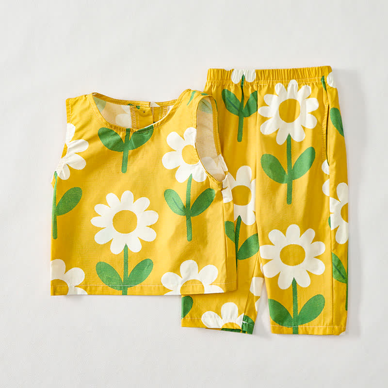 Baby Toddler Yellow Colorful Floral Short-Sleeve Set - image 2