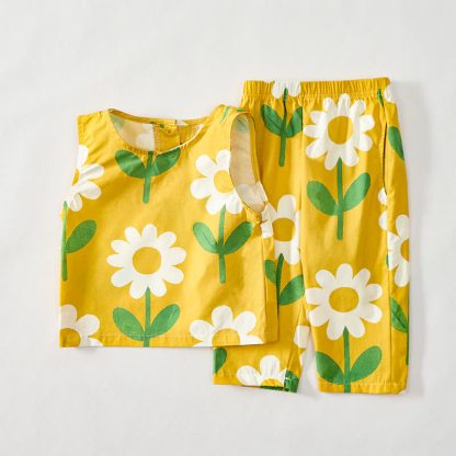 Baby Toddler Yellow Colorful Floral Short-Sleeve Set - image 2