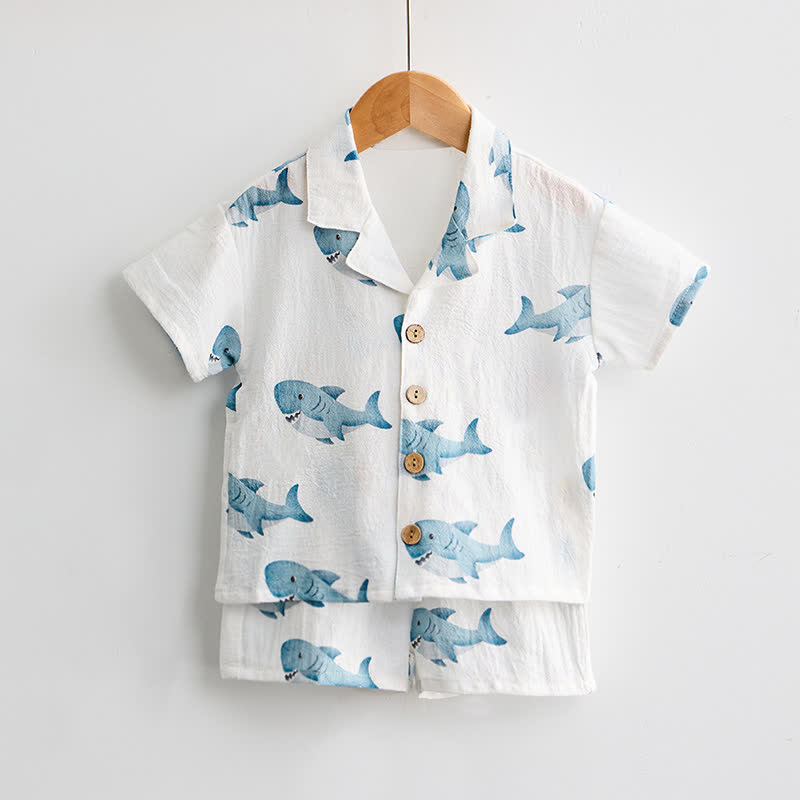 Baby Toddler Shark Print Shirt and Shorts 2-piece Set - image 2