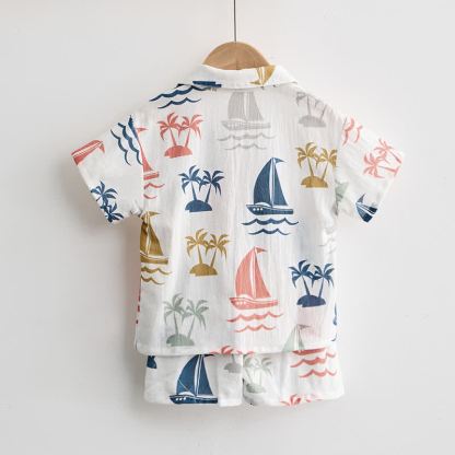 Baby Toddler Sailboat Shirt and Shorts 2-piece Set - image 3