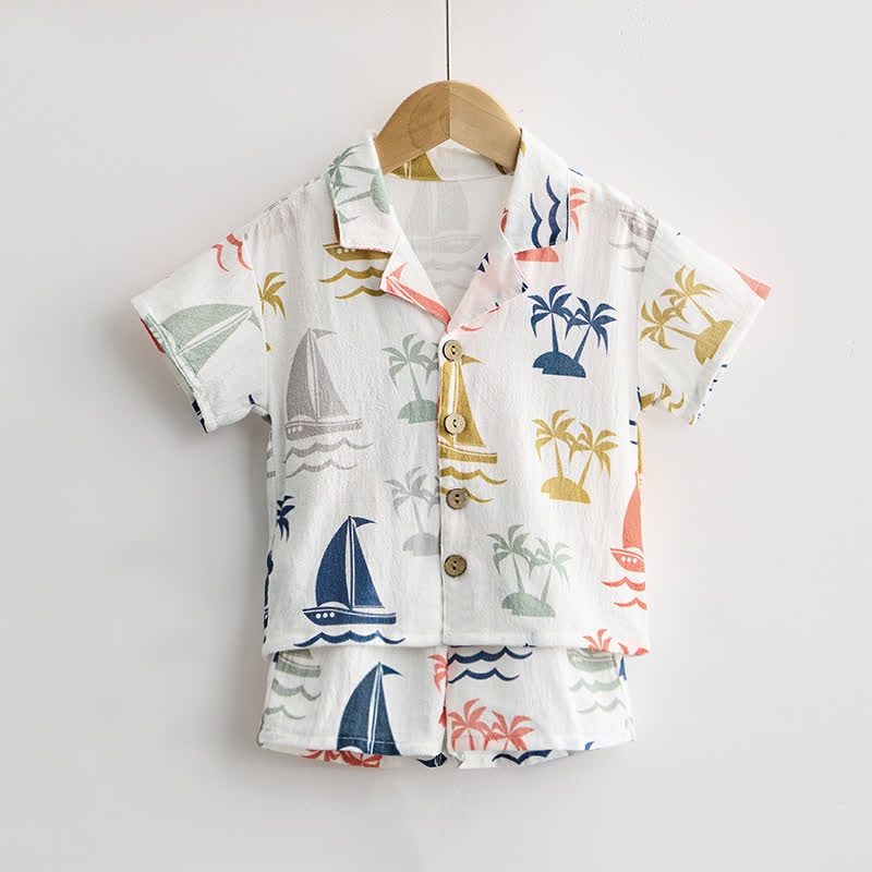 Baby Toddler Sailboat Shirt and Shorts 2-piece Set - image 2