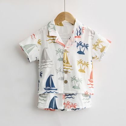 Baby Toddler Sailboat Shirt and Shorts 2-piece Set - image 2