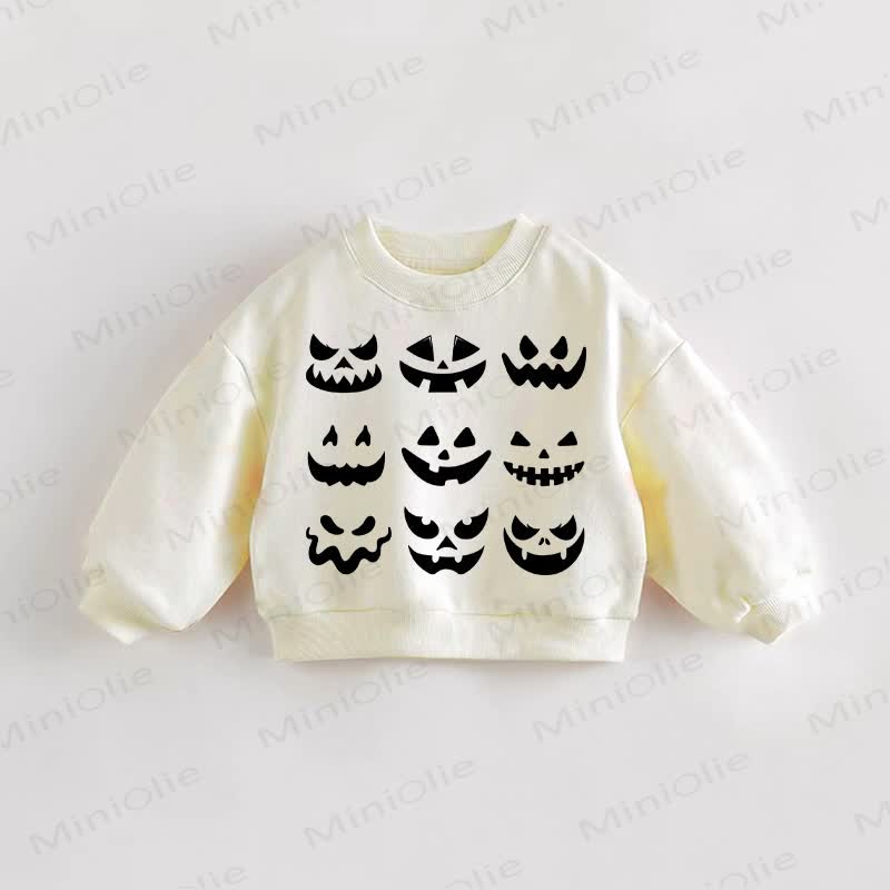 Baby Toddler Halloween Emoji Cream Sweatshirt - Cream - 3-5T - image 1