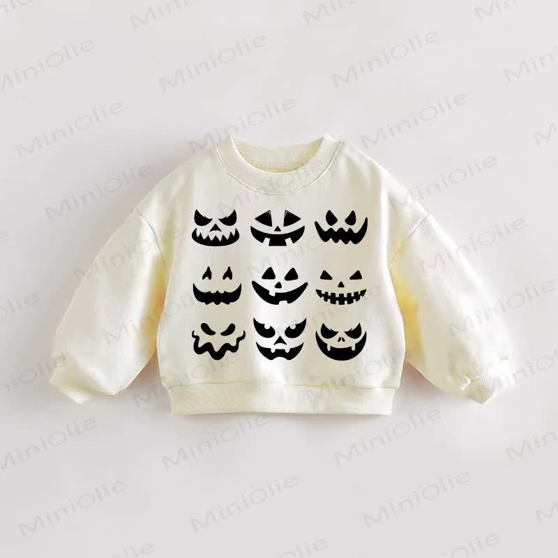 Baby Toddler Halloween Emoji Cream Sweatshirt - Cream - 3-5T - image 1