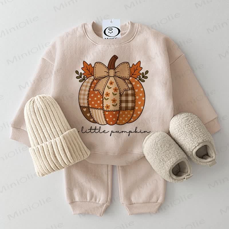 LITTLE PUMPKIN Baby Sweatshirt 2-piece Set - Beige - 2-3T - image 1