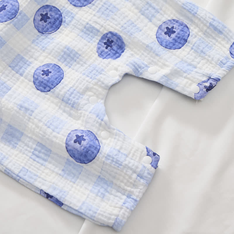 Baby Girl Blueberry Checkerboard Romper with Hat - image 3
