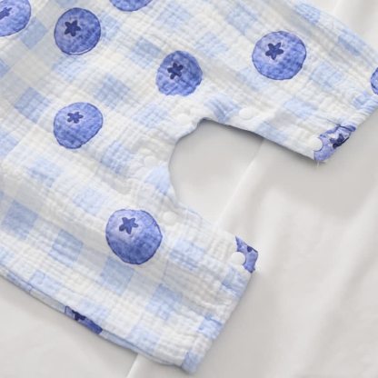 Baby Girl Blueberry Checkerboard Romper with Hat - image 3