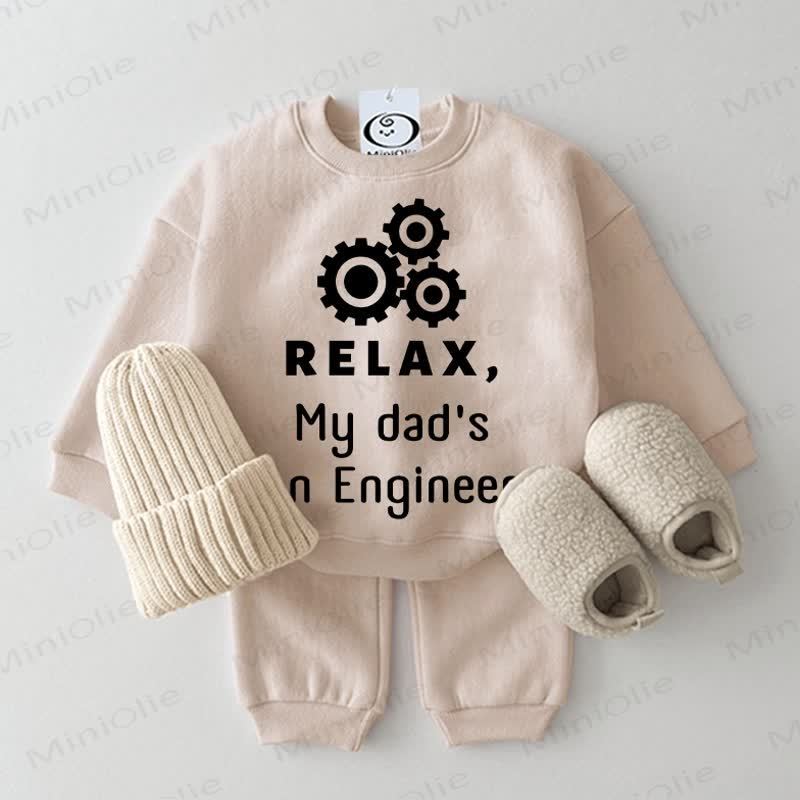 RELAX, MY DAD'S AN ENGINEER Baby Sweatshirt 2-piece Set - Beige - 2-3T - image 1
