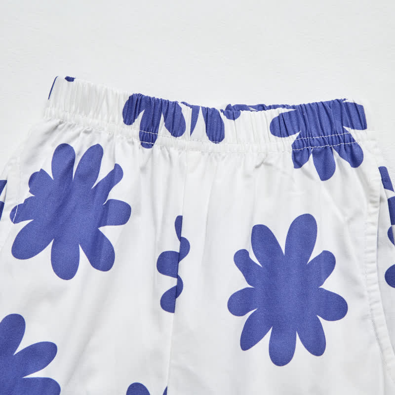 Baby Toddler Blue Floral Print White Tank Top and Pants 2-piece Set - image 4