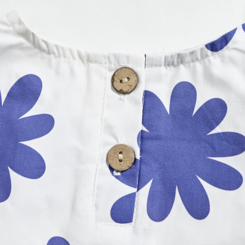 Baby Toddler Blue Floral Print White Tank Top and Pants 2-piece Set - image 3