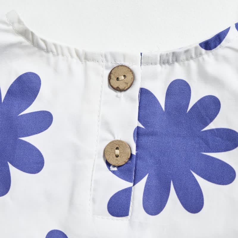 Baby Toddler Blue Floral Print White Tank Top and Pants 2-piece Set - image 3