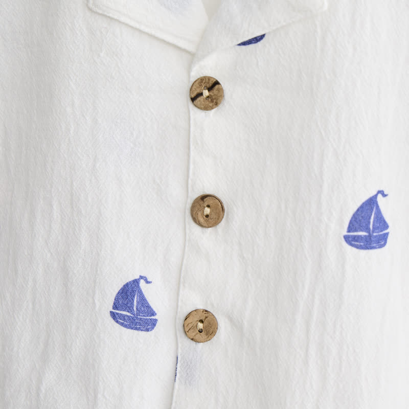 Toddler Boys White Sailing Boat Shirt and Shorts 2-piece Set - image 5