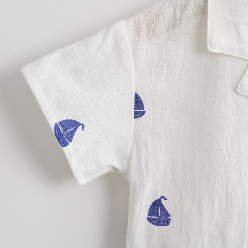 Toddler Boys White Sailing Boat Shirt and Shorts 2-piece Set - image 6