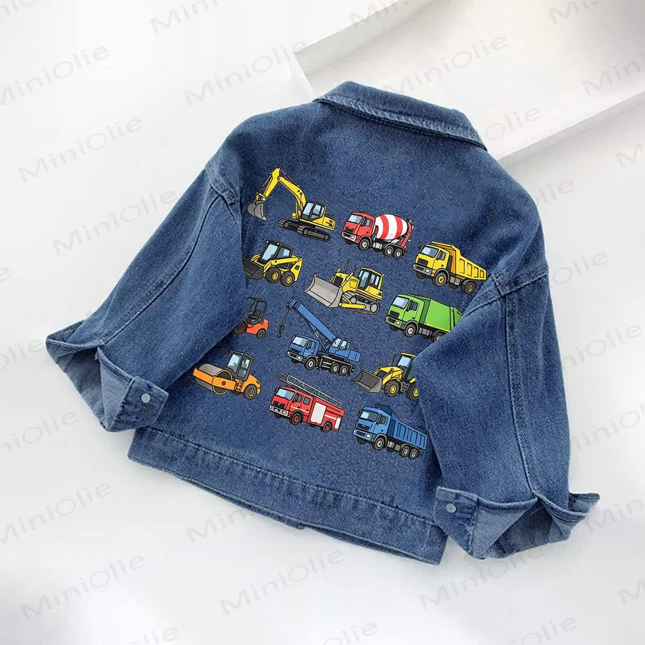 Toddler Kid Cartoon Vehicle Print Denim Jacket - image 2