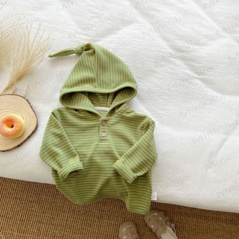 Toddler Soft Striped Hooded Shirt - Green - 6-7T - image 4
