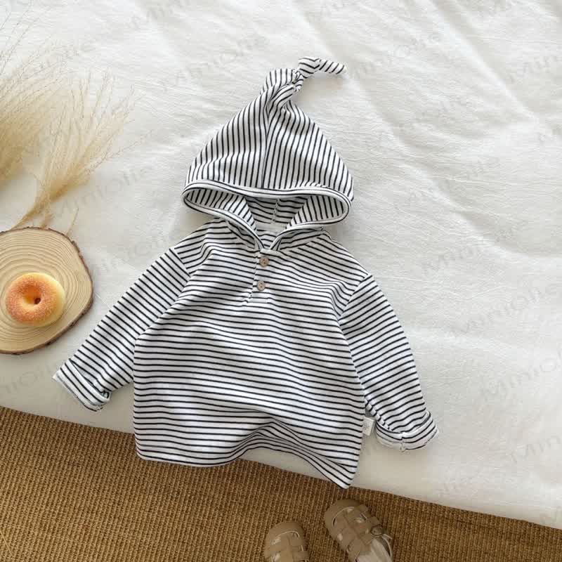 Toddler Soft Striped Hooded Shirt - Black - 6-7T - image 5