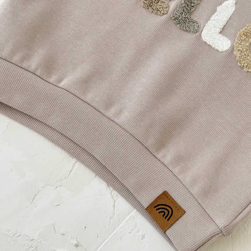 HELLO Baby Beige Sweatshirt and Striped Pants 2-piece Set - image 5