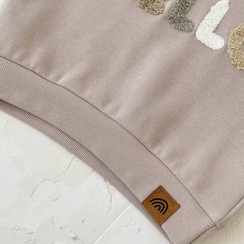 HELLO Baby Beige Sweatshirt and Striped Pants 2-piece Set - image 5
