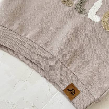 HELLO Baby Beige Sweatshirt and Striped Pants 2-piece Set - image 5