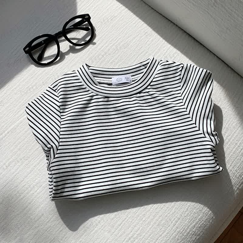 Toddler Kid Stripe Cotton Shirt - Black & White - 10-11T - image 8