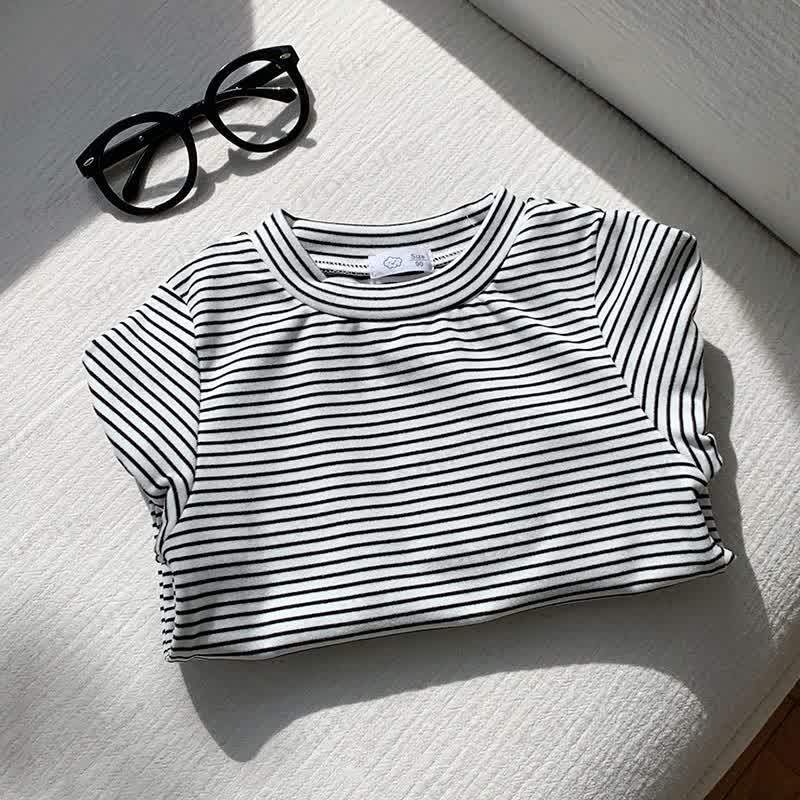 Toddler Kid Stripe Cotton Shirt - Black & White - 10-11T - image 8