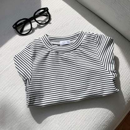 Toddler Kid Stripe Cotton Shirt - Black & White - 10-11T - image 8