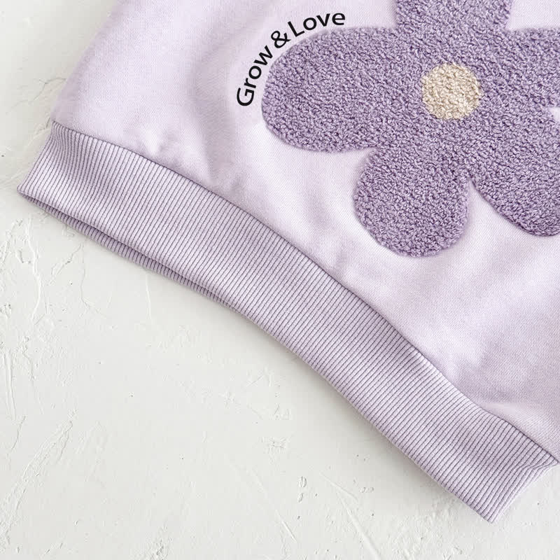 GROW & LOVE Baby Purple Flower Sweatshirt and Pants 2-piece Set - image 4