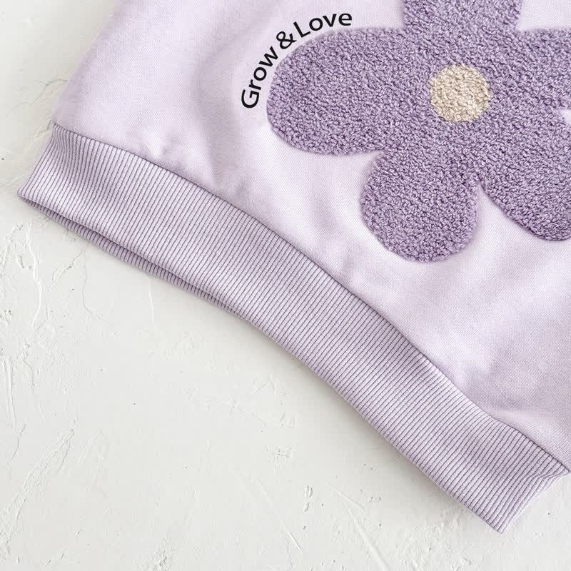GROW & LOVE Baby Purple Flower Sweatshirt and Pants 2-piece Set - image 4