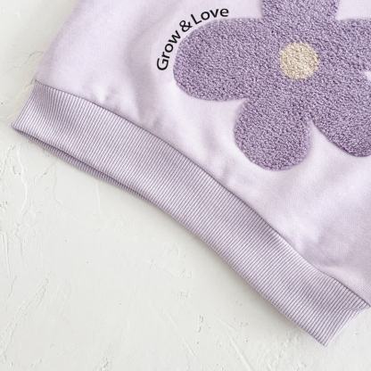 GROW & LOVE Baby Purple Flower Sweatshirt and Pants 2-piece Set - image 4