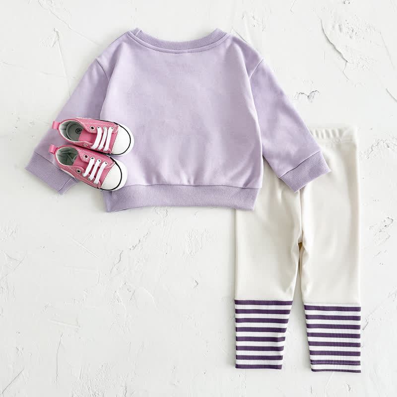 GROW & LOVE Baby Purple Flower Sweatshirt and Pants 2-piece Set - image 2
