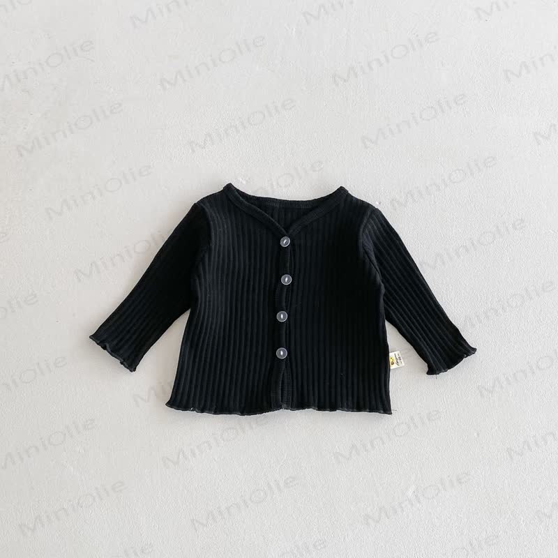 Baby Soft Rib Knit Button Front Cardigan Coat - Black - 2-3T - image 6