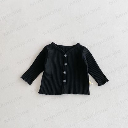 Baby Soft Rib Knit Button Front Cardigan Coat - Black - 2-3T - image 6