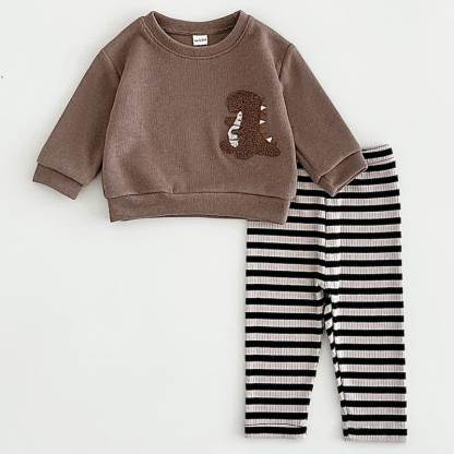 Baby Plush Animal Sweatshirt and Legging 2-piece Set - Brown - 2-3Y - image 4
