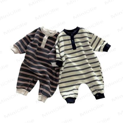 Baby Stripe Henley Romper - image 3
