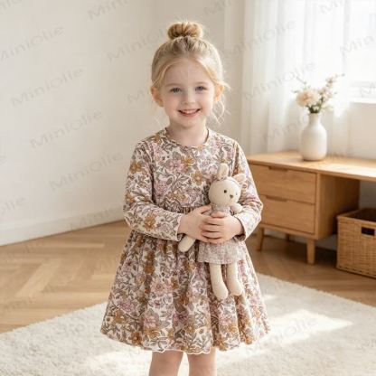 Toddler Girl Vintage Floral Long Sleeve Dress - image 3