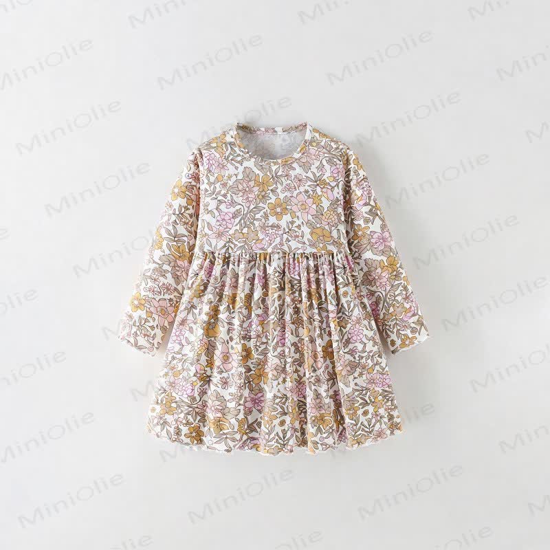 Toddler Girl Vintage Floral Long Sleeve Dress - White - 10-11T - image 1