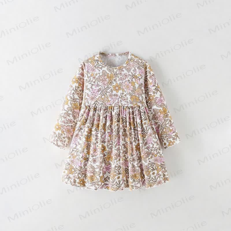Toddler Girl Vintage Floral Long Sleeve Dress - White - 10-11T - image 1