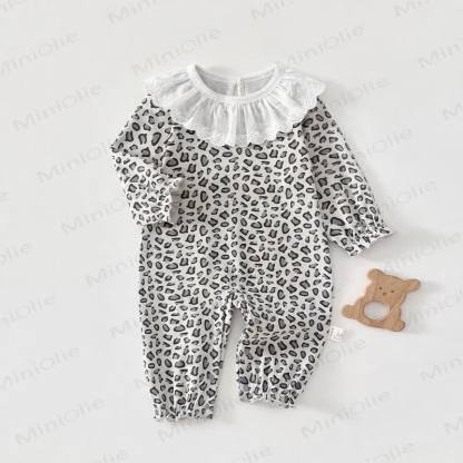 Baby Lace Collar Cotton Romper - White Leopard - 18-24M - image 3