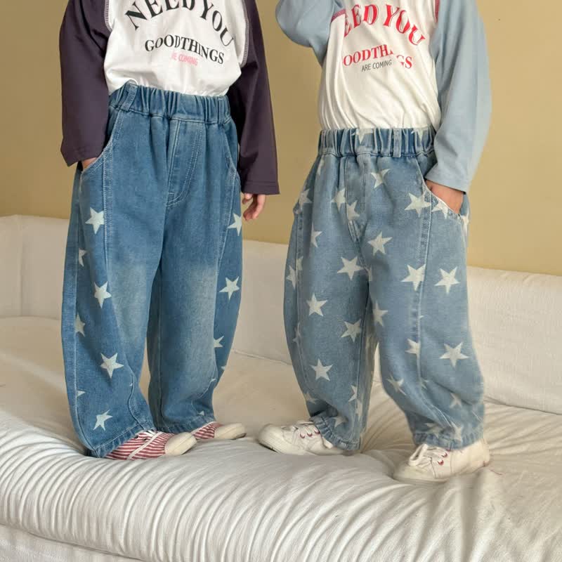 Toddler Star Print Denim Pants - image 1