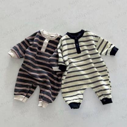Baby Stripe Henley Romper - image 2