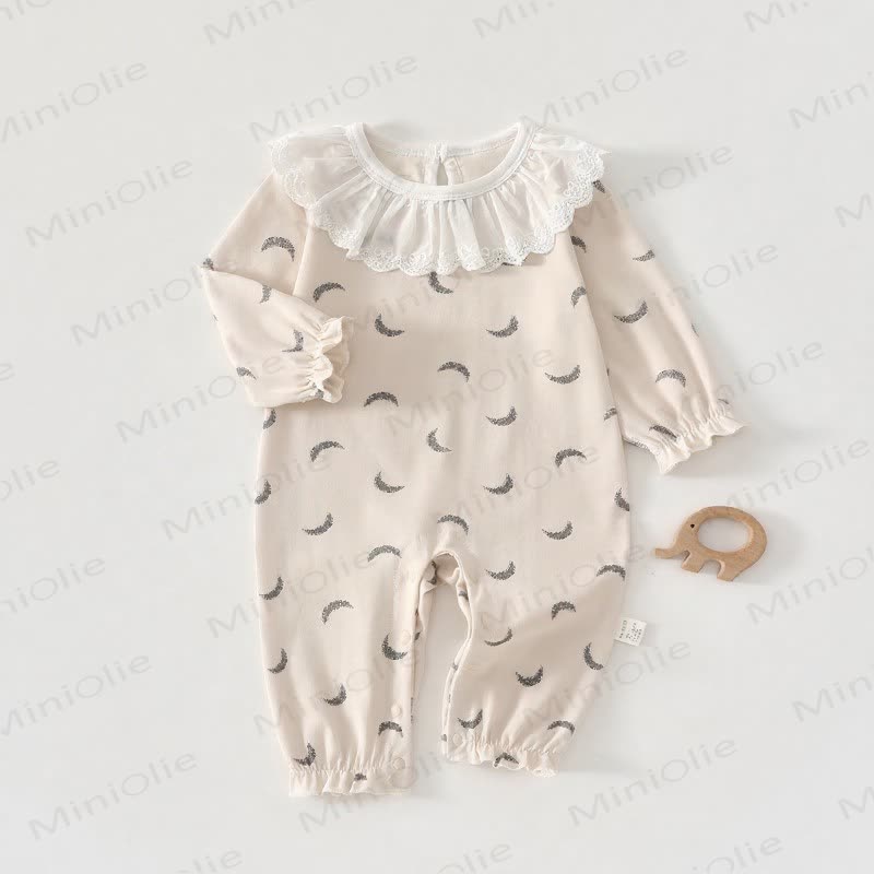 Baby Lace Collar Cotton Romper - Beige - 18-24M - image 2