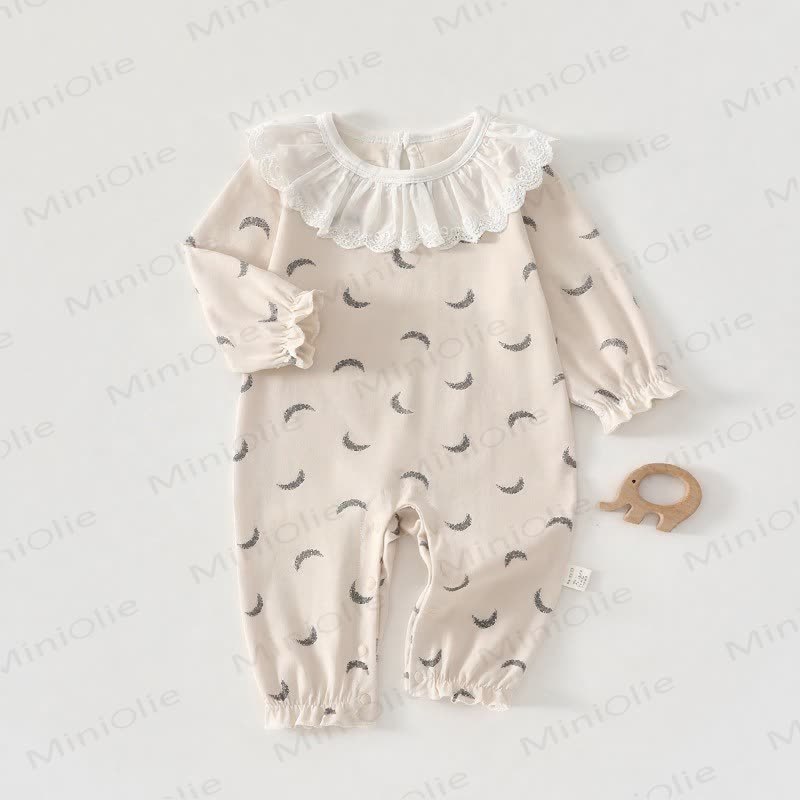 Baby Lace Collar Cotton Romper - Beige - 18-24M - image 2