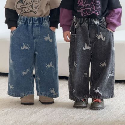 Toddler Horse Print Denim Pants - image 1