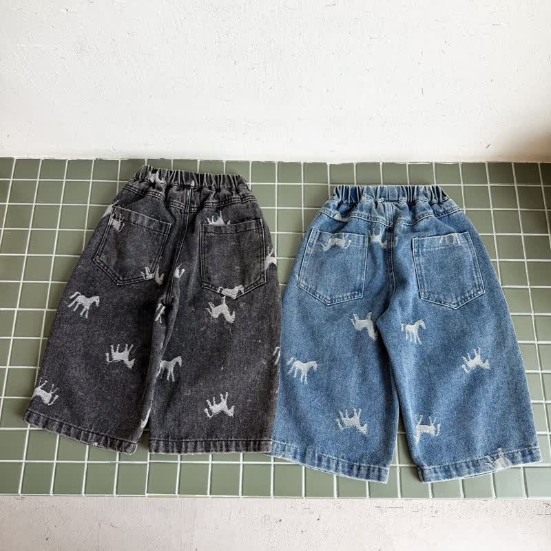 Toddler Horse Print Denim Pants - image 5