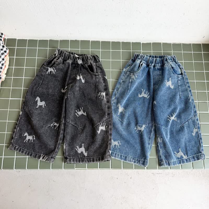 Toddler Horse Print Denim Pants - image 4