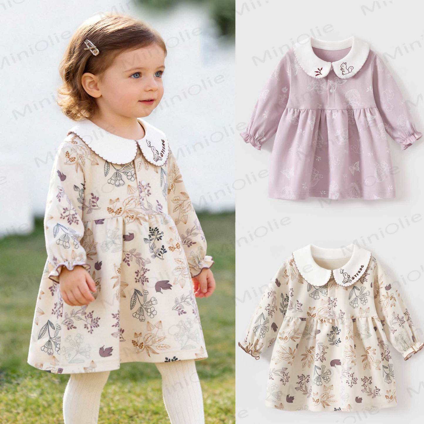 Baby Vintage Floral Peter Pan Collar Dress - image 1