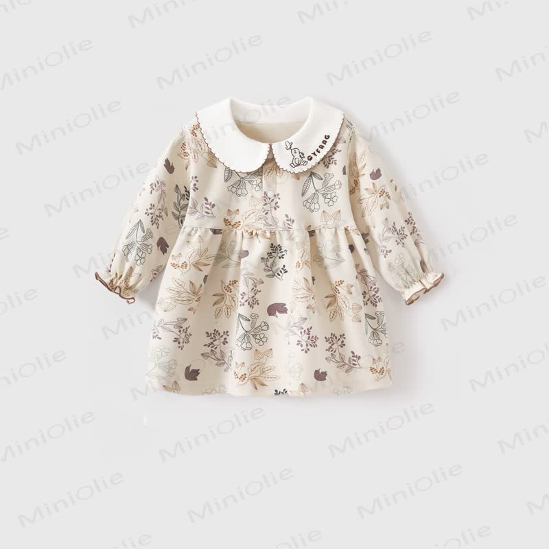 Baby Vintage Floral Peter Pan Collar Dress - Beige - 2-3T - image 2